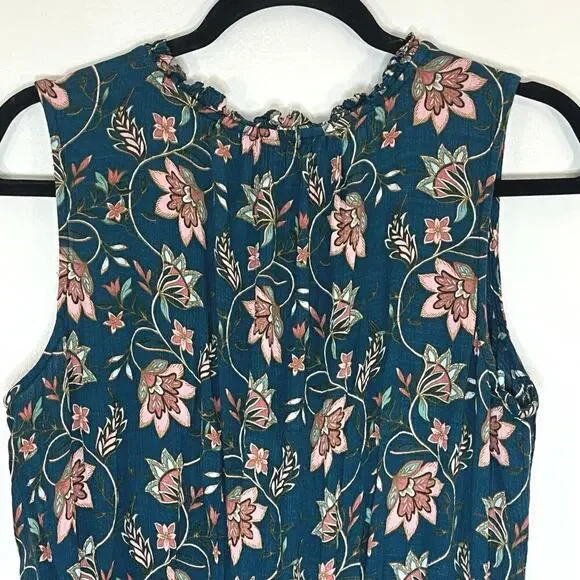 WILLIAMRAST Women Ruffle Mini Dress Layered Floral Green Size XXL Sleeveless Tie - Picture 6 of 13